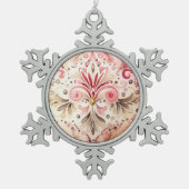  Roze Groen Boho Waterverf Kerstmis Tin Sneeuwvlok Ornament (Voorkant)