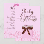 Roze/Groen Cadeau & Swirl Baby shower Uitnodiging (Voorkant / Achterkant)