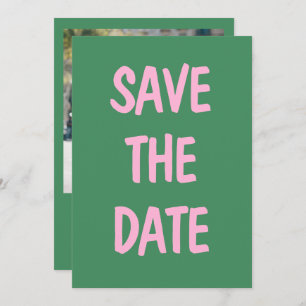 Roze Groen Casual Handschrift Leuke Foto Bruiloft Save The Date