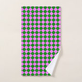 Roze Groen Checker Diamant Patroon Bad Handdoek (Handdoek)