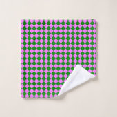 Roze Groen Checker Diamant Patroon Bad Handdoek (Wasdoekje)