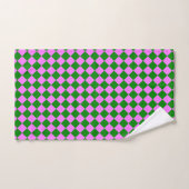 Roze Groen Checker Diamant Patroon Bad Handdoek (Handdoek)