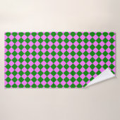 Roze Groen Checker Diamant Patroon Badhanddoek (Badhanddoek)