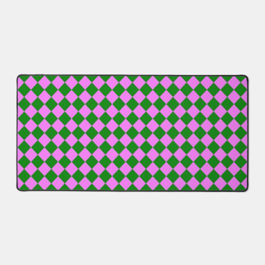 Roze Groen Checker Diamant Patroon Bureaumat (Voorkant)