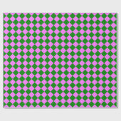 Roze Groen Checker Diamant Patroon Cadeaupapier (Vlak)