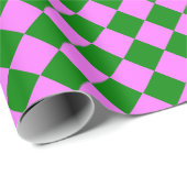 Roze Groen Checker Diamant Patroon Cadeaupapier (Rol Hoek)
