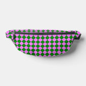 Roze Groen Checker Diamant Patroon Heuptasje (Liggend)