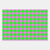 Roze Groen Checker Diamant Patroon Inpakpapier Vel (Voorkant 2)