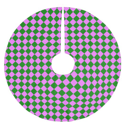 Roze Groen Checker Diamant Patroon Kerstboom Rok (Voorkant)