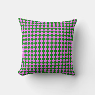 Roze Groen Checker Diamant Patroon Kussen