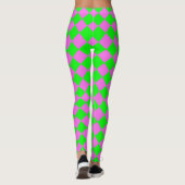 Roze Groen Checker Diamant Patroon Leggings (Achterkant)