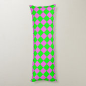 Roze Groen Checker Diamant Patroon Lichaamskussen (Achterkant (Verticaal))