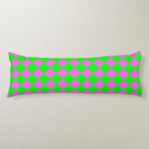 Roze Groen Checker Diamant Patroon Lichaamskussen