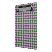 Roze Groen Checker Diamant Patroon Mini Klembord (Angled2)