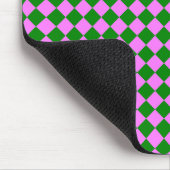 Roze Groen Checker Diamant Patroon Muismat (Hoek)