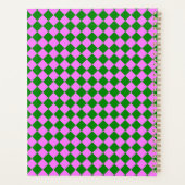 Roze Groen Checker Diamant Patroon Planner (Achterkant)
