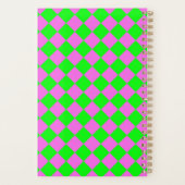 Roze Groen Checker Diamant Patroon Planner (Achterkant)