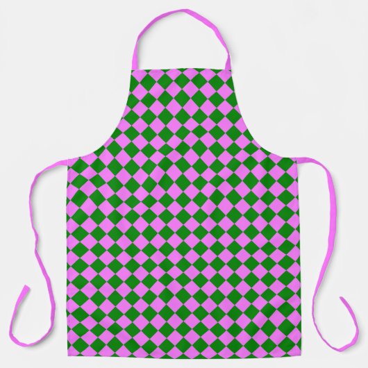 Roze Groen Checker Diamant Patroon Schort (Voorkant)