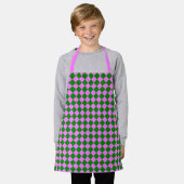 Roze Groen Checker Diamant Patroon Schort (Gedragen)