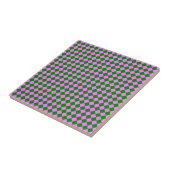 Roze Groen Checker Diamant Patroon Tegeltje (Zijkant)