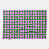Roze Groen Checker Diamant Patroon Theedoek (Horizontaal)