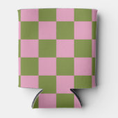 Roze Groen Checkerboard Kleurrijke Retro Controles Blikjeskoeler (Voorkant)