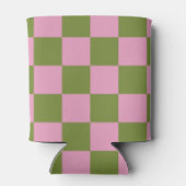 Roze Groen Checkerboard Kleurrijke Retro Controles Blikjeskoeler (Achterkant)