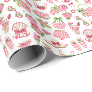 Roze & Groen Coquette Zomer Strandvakantie Cadeaupapier