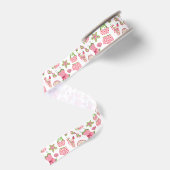 Roze & Groen Coquette Zomer Strandvakantie Grosgrain Lint (Achterkant)