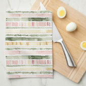 Roze Groen Crème Strepen Theedoek (Quarter Fold)