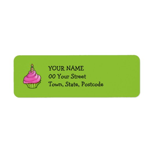 Roze & Groen Cupcake groen Etiket (Voorkant)