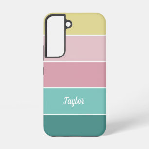 roze groen Custom Summer Color Block Stripes Samsung Galaxy Hoesje
