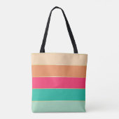 roze groen Custom Summer Color Block Stripes Tote Bag (Achterkant)