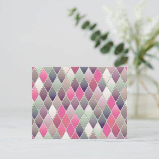 Roze Groen Diamond Pastel briefkaart (Staand voorkant)