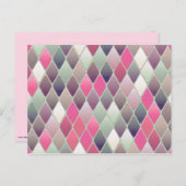 Roze Groen Diamond Pastel briefkaart (Voorkant / Achterkant)