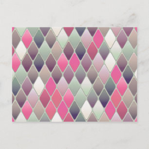Roze Groen Diamond Pastel briefkaart