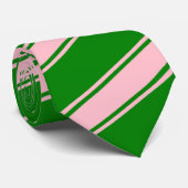 Roze & Groen Dikke en Dunne Diagonale Strepen Stro Stropdas (Opgerold)