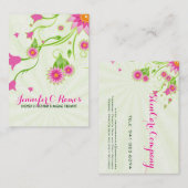 Roze & Groen Elegant Bloemen Ontwerp Visitekaartje (Voorkant / Achterkant)