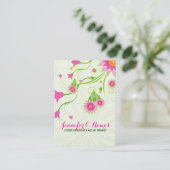Roze & Groen Elegant Bloemen Ontwerp Visitekaartje (Staand voorkant)