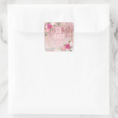 Roze|Groen Elegant Glitter Drip Derby Baby shower Vierkante Sticker (Tas)