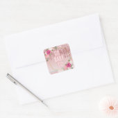 Roze|Groen Elegant Glitter Drip Derby Baby shower Vierkante Sticker (Envelop)