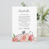 Roze & Groen Elegante Quinceañera Bedankkaart (Staand voorkant)