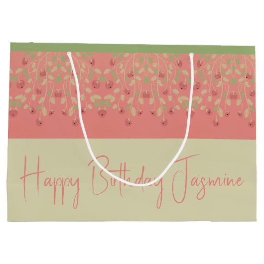 Roze groen en beige groot cadeauzakje (Achterkant)