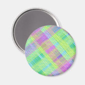 Roze, Groen en Blauw Plaid Magneet (Voorkant / Achterkant)