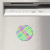 Roze, Groen en Blauw Plaid Magneet (Insitu (Vaatwasser))