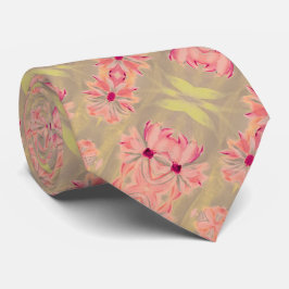 Roze Groen en Donkerbruin Stropdas