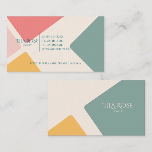 Roze, groen en geel Abstract Visitekaartje (Voorkant / Achterkant)