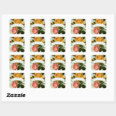 Roze Groen en Geel Bloemen Roos Bruiloft Seal Vierkante Sticker