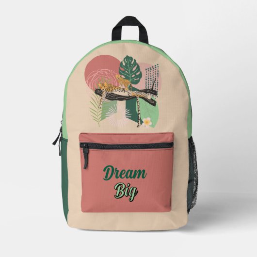 Roze, groen en geel Oerwoud Tropisch Abstract Bedrukte Rugzak (Voorkant)