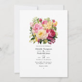 Roze, Groen en Goud Bloemen Lente Bruiloft Kaart (Voorkant)